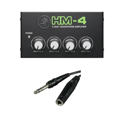 Mackie HM-4 4-Way Headphone Amplifier - With Stereo 1/4" Female Phone to 1/4" Male Phone TRS Headphone Cable, 25' image 1