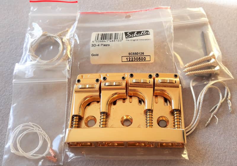 Schaller 3D-4P 4 String Polyphonic Midi Piezo Bass Bridge Gold image 1