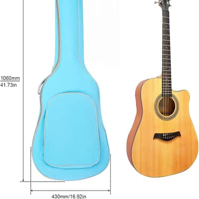 Acoustic Guitar Bag 40 41 Inch, Double Shoulder Adjustable Straps Guitar Case, Waterproof Soft Padded Guitar Gig Bag, Large Capacity Backpack for Acoustic Classical Guitar Lover (Light Blue) image 2