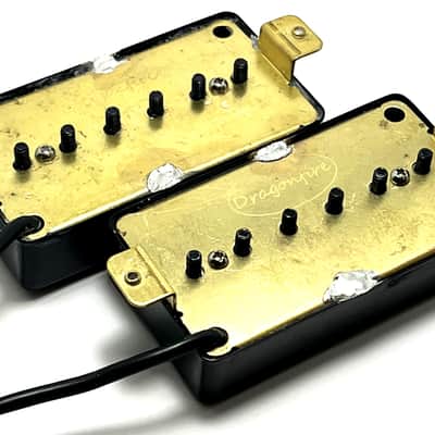 Dragonfire H90s Humbucker Sized/Cased P90 Pickup Set, Bridge + Neck, Black Ring w/ Black Inlay image 4