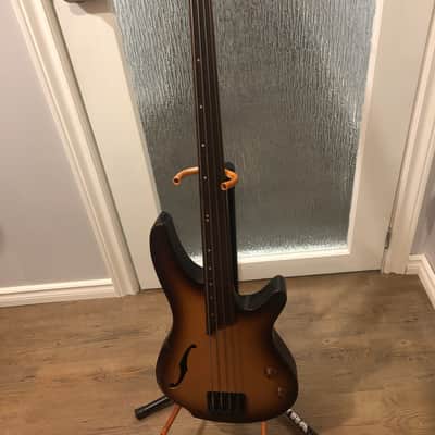Ibanez SRH500F-NNF Bass Workshop Fretless Semi-Hollow Bass 2010s Natural Browned Burst Flat image 1