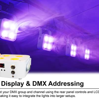 Rockville 4 PACK MINI RF4 V2 White DJ Wash Up Lights+App+Wireless DMX Controller image 13
