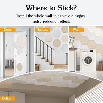 Acoustic Panels, 12-Pack Soundproof Wall Panels, High Density Felt Tiles Board Sound Absorbing With Adhesive, Sound Proof Cork Board For Interior Wall Decor (Silver/Camel/Dark Camel) image 2