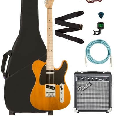 Squier by Fender Affinity Telecaster, 0310203550 Butterscotch Blonde Bundle w/ Gig Bag image 1