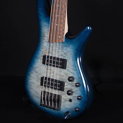 Ibanez SR405EQM 5-String Electric Bass, Stained Cosmic Blue Starburst image 2