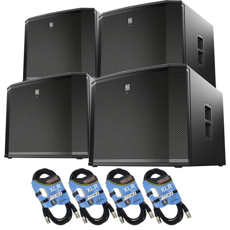 (4) Electro-Voice ETX-18SP Subwoofers, (4) XLR Cables Bundle image 1