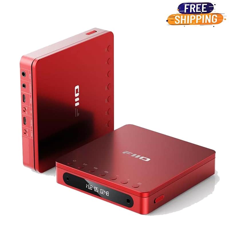 FiiO DM13 Multifunctional Portable Stereo CD Player with Long-Lasting Battery, Supports USB Ripping, Optical/coaxial/3.5mm/4.4mm outputs (Red Bluetooth) image 1