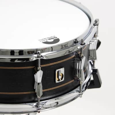 British Drum Company Merlin | 14x5.5" 10-Lug Maple / Birch Snare Drum Black Tulip Veneer. New with Full Warranty! image 8