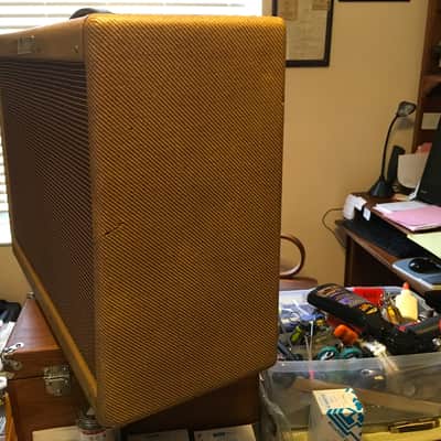 Fender Repro Tweed Twin big-box high power empty cab 1958-60 Tweed image 4