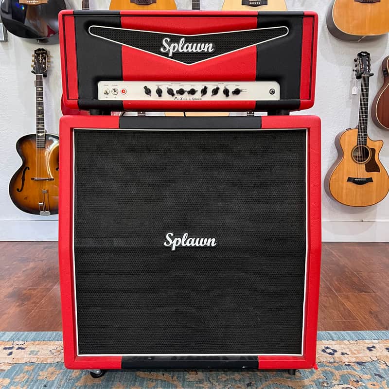 Splawn Pro Stock 100 "Marshall Super Lead" Style 100-watt Amp w/ 4x12 Matching Cab - Red image 1