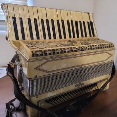 Vintage C. Firardo Italian Piano Accordion w/ Original Case Art Deco Pearloid Project image 10