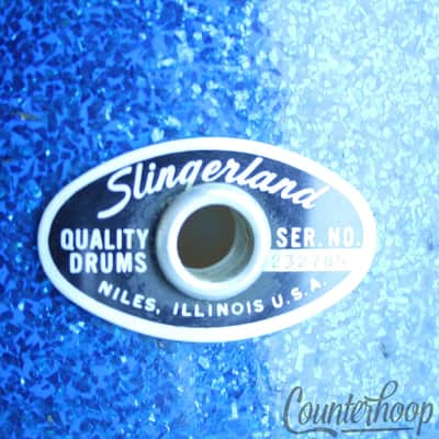 *Slingerland Hollywood Ace 14x5.5"Snare Drum Blue Sparkle Vintage 70s 5Ply Maple image 2