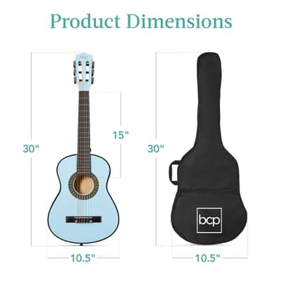 Best Choice Products Kids Acoustic Guitar Beginner Starter Kit with Carrying Case - 30in-Natural Mahogany image 14
