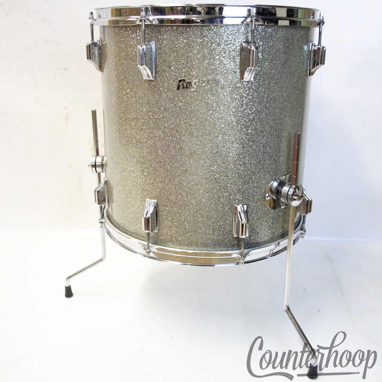 Rogers 16x16"Dayton Silver Sparkle Floor Tom Drum Vintage 60s Holiday Knobby/Hex — main photograph