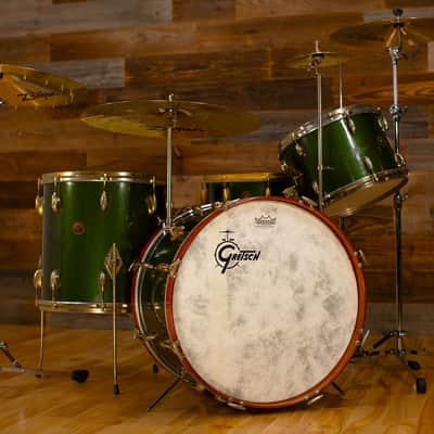 Gretsch 1958 Birdland 4 Piece Rare And Collectable Drum Kit, Cadillac Green With Gold Hardware image 3