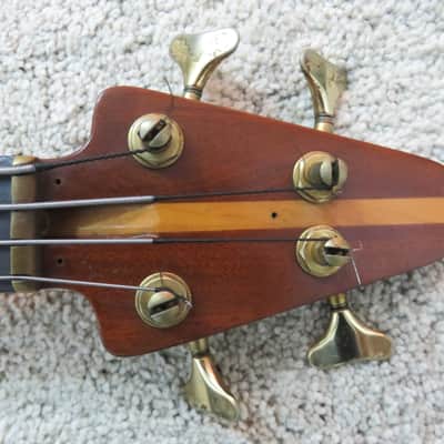 Vintage 1980s Austin Hatchet Wedge Travel Bass Guitar Natural Stained Body Rare image 8