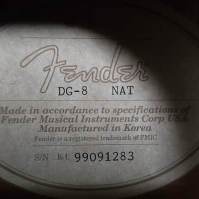 Fender DG-8 Spruce/Mahogany Dreadnought 2010s - Natural image 13