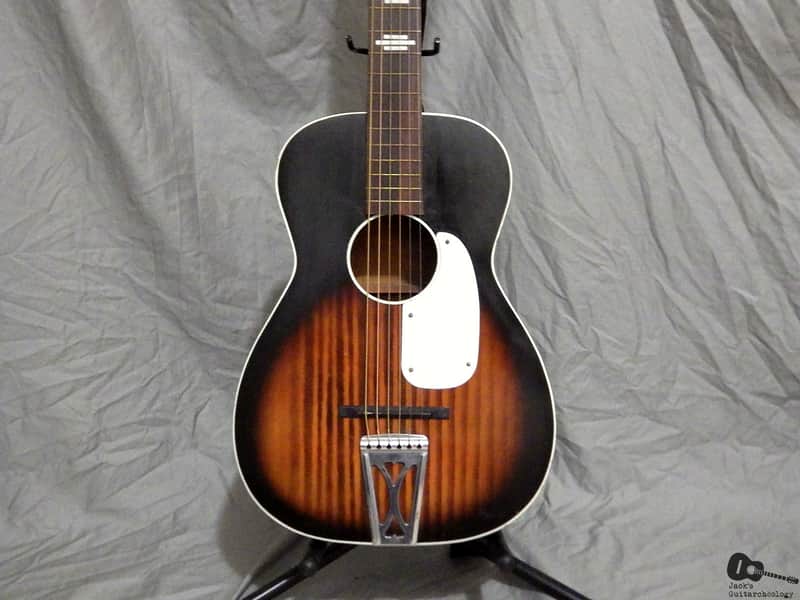 Harmony Stella Parlor Guitar (1960s, Sunburst w/ Faux Flame) | Reverb