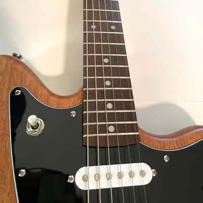 Mt. Fugi Custom offset mustang style electric guitar. Natural Mahogany, Nitro (StewMac Parts) image 11