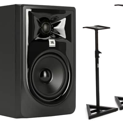 JBL 305P MkII 5-inch Powered Studio Monitor  Bundle with On-Stage Stands SMS6000-P Studio Monitor Stands image 1