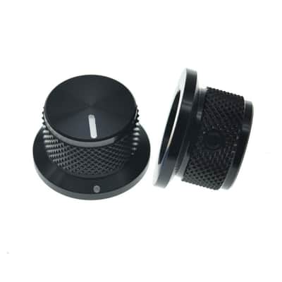 2pcs Aluminium Potentiometer Knobs 1/4" Universal Top Hat Knobs Bell Control Knob with Set Screw for Guitar/Bass/AMPS/Preamps Black with Indicator image 3