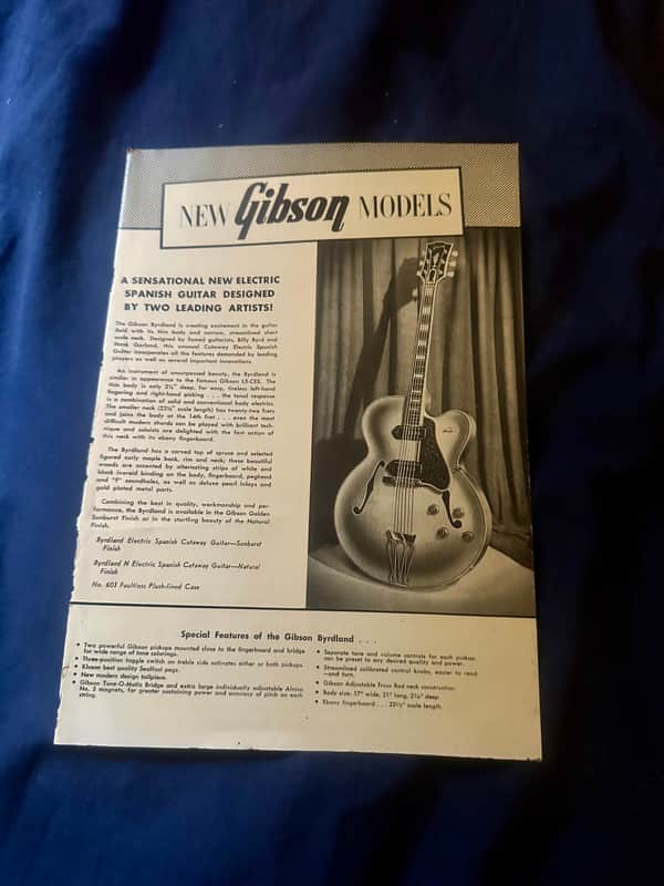 1956 Gibson Byrdland Switchmaster ES-350T catalog pamphlet image 1