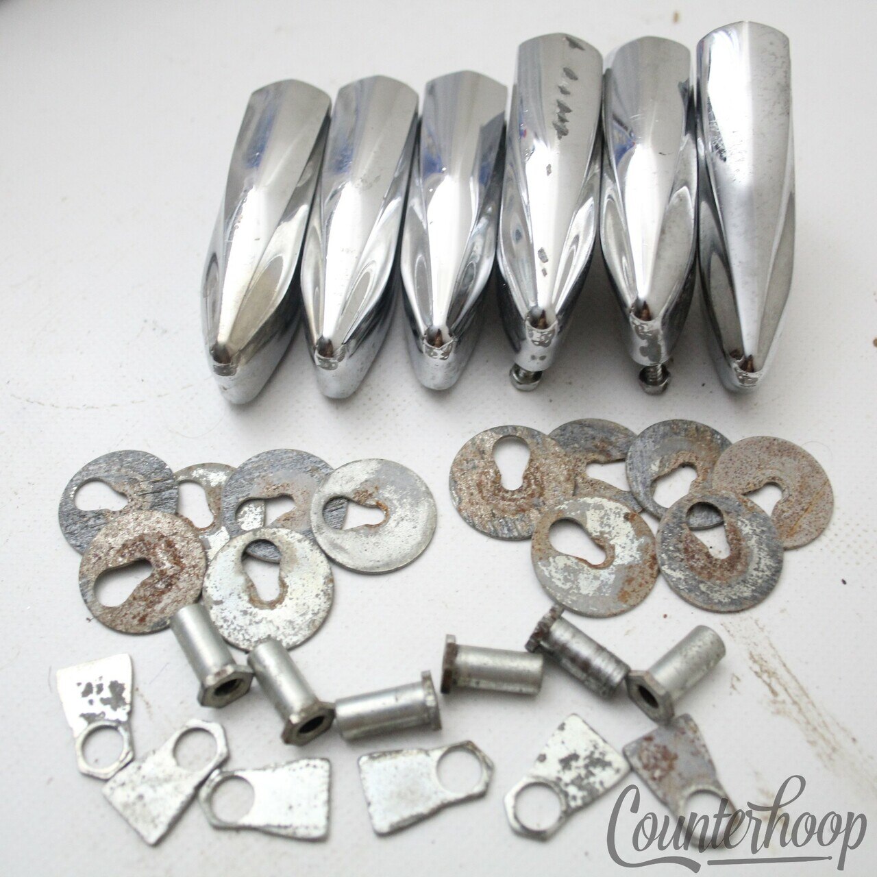 Premier 6x Bass/Floor Tom Drum Lugs Olympic Chrome Vintage 60s England 1 5/8 UK — main photograph