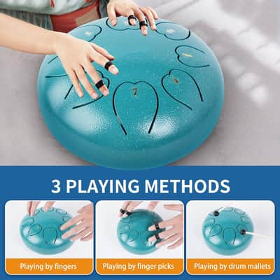 Steel Tongue Drum, 6 Inches 8 Notes Tongue Drum, Rain Drum for Outside Garden, Rain Chime Chakra Drum, Hand Pan Musical Instrument Gift with Bag for Adult Kids, Mallets for Meditation Yoga image 3
