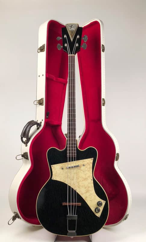 Very Rare 1960 Kay K5970J Professional Electric Jazz Bass in Black with Kay Case image 1