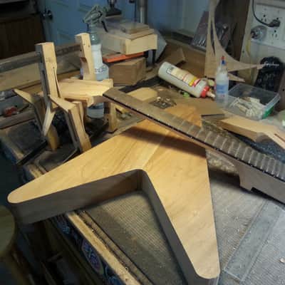 Custom Handmade Blank Flying V Bonamassa "Amos" inspired - Tracy Cox craftsmanship - with hard case image 13