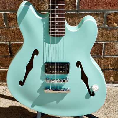 Fender Tom DeLonge Starcaster Rosewood Fingerboard Chrome Hardware Satin Surf Green image 1