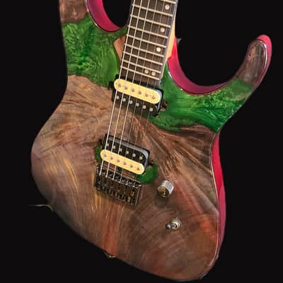 Leo Jaymz Monsoon Deluxe Electric Guitar – Burl & Resin Finish + Case – Pro Setup image 1