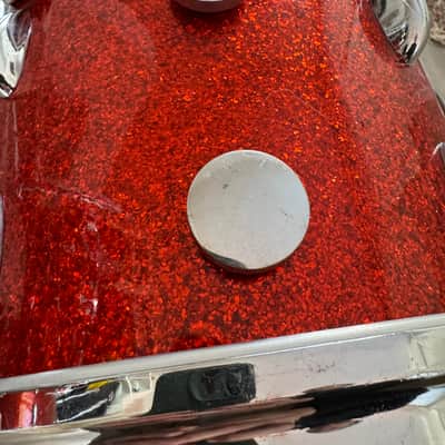 Gretsch  1962 Era Round Badge Progressive Jazz Bop Drum Set 18 Inch Bass Drum Tangerine Glass Glitter image 10