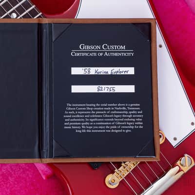 2022 Gibson Custom Shop Historic ‘58 Korina Explorer Cardinal Red 1 of 15 w/ Case, COA, Tags image 21