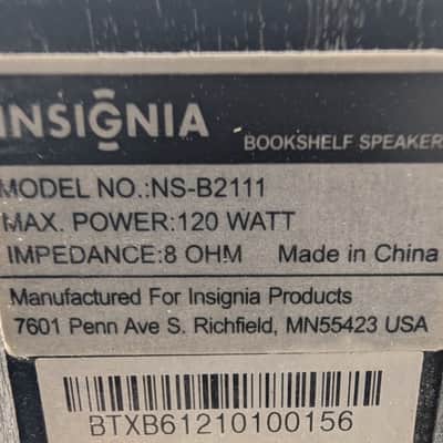 Insignia NS-B2111 Bookshelf Speakers Stereo Passive HiFi Home Audio Pair image 5