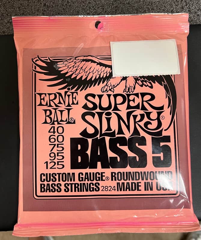 Ernie Ball 2824 Super Slinky 5-String Nickel Wound Electric Bass Strings (40-125) 2010s - Silver image 1