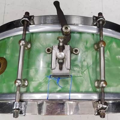 Vintage 1927 Liberty 5x14 Solid Walnut Shell Snare Drum Sea Green Pearl - RARE! image 3