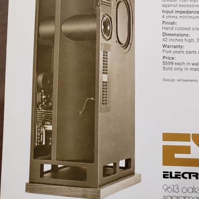 VINTAGE ESS TRANSTATIC SPEAKERS W/BRAZILIAN ROSEWOOD TOPS, Matched pair, excellent condition image 11