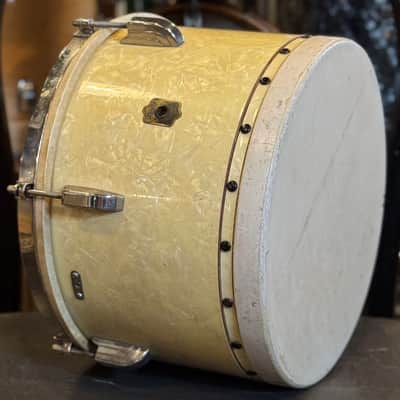 VINTAGE 1930's Leedy 9x13 Tacked Tom Drum in White Marine Pearl image 5