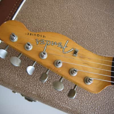 Fender "Esquire" Spanish Electric Solid Body Electric Guitar Original Brown Case Circa-1960-Blonde Lacquer Ash Body image 11