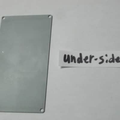 lite use Boss Bottom Plate for compact (regular) size) pedal (NO label, NO rubber padding, NO cut out for power jack, NO screws) metal, gray finish on both sides, from 2011, from Taiwan made Boss pedal - but can fit Japan made pedal (NO other items) image 12