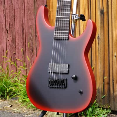 ESP LTD M-7HT Baritone Black Metal Black Red Burst Satin 7-String Electric Guitar image 1