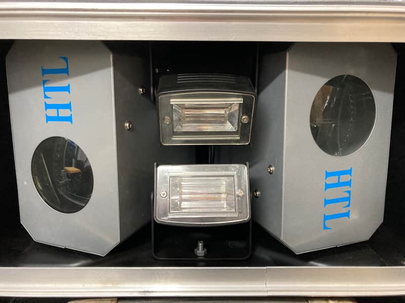 HTL J-14 Spinning Colored DJ (2) Lights w/ SKB Rack Case & 2 mini strobes