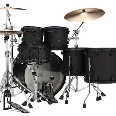 Tama Starclassic Performer Limited Edition Flat Black Lacquer w/Flat Black Hardware 22,10,12,14,16,6.5x14 matching snare IN STOCK NOW 2026 - Flat Black image 4
