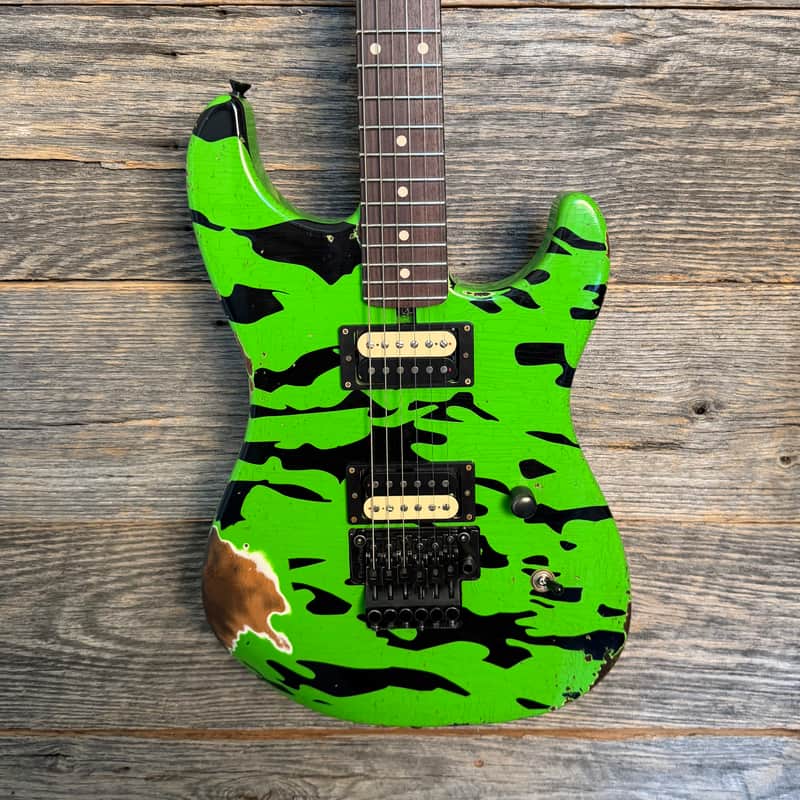 Friedman Cali Aged Guitar - Neon Green/Black Camo Medium/Heavy Aging - Open Box