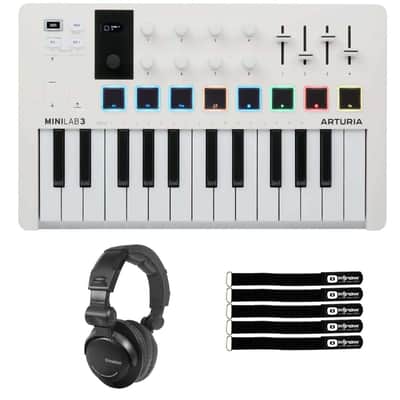 Arturia MINILAB-3-WHITE Music Recording Keyboard Controller w Headphones