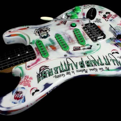 Custom Painted and Upgraded Fender Squier Strat - Aged and Worn With Graphics and Matching Headstock image 17