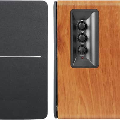 Powered Bookshelf Speakers - 2.0 Stereo Active Near Field Monitors - Studio Monitor Speaker - 42 Watts RMS with Subwoofer Line Out - Wooden Enclosure image 2