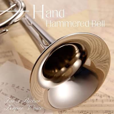 Hand-Hammered Bell Bb Trumpet: Smooth Valve Action, Clear-Lacquered Brass Body, Standard Trumpet Beginner Set with Leather Case, Lesson Book, Trumpet Mute, Mouthpiece, Cleaning Kit image 3