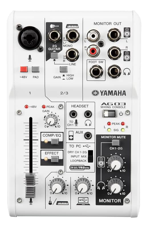 Yamaha AG03 3-Channel Mixer w/ USB Audio Interface - White image 1